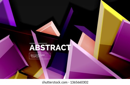 Glossy squares and triangles geometric backgrounds. Vector