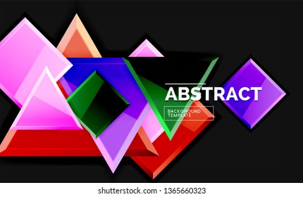 Glossy squares and triangles geometric backgrounds. Vector