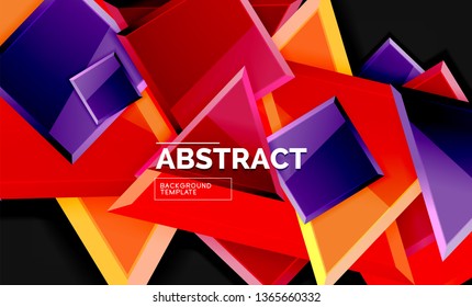 Glossy squares and triangles geometric backgrounds. Vector