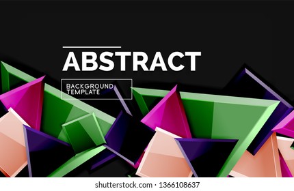 Glossy squares and triangles geometric backgrounds. Vector