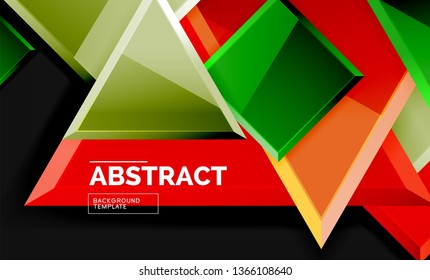 Cuadros y triángulos brillantes de fondo geométrico. Vector