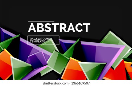 Cuadros y triángulos brillantes de fondo geométrico. Vector