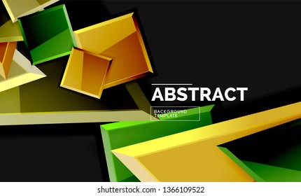 Glossy squares and triangles geometric backgrounds. Vector