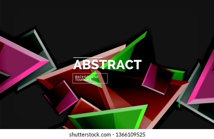 Glossy squares and triangles geometric backgrounds. Vector