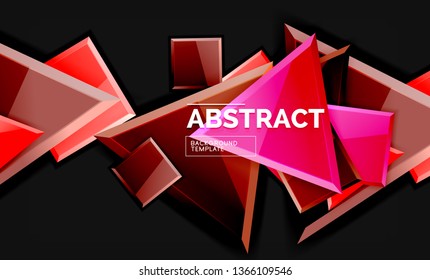 Glossy squares and triangles geometric backgrounds. Vector