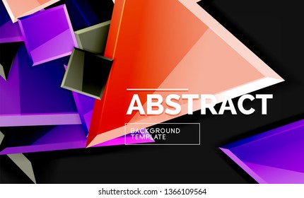 Cuadros y triángulos brillantes de fondo geométrico. Vector