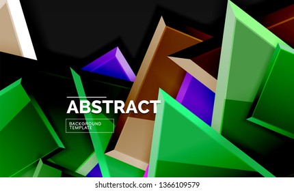 Glossy squares and triangles geometric backgrounds. Vector