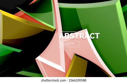 Cuadros y triángulos brillantes de fondo geométrico. Vector