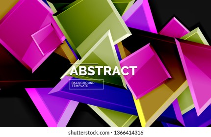 Glossy squares and triangles geometric backgrounds. Vector