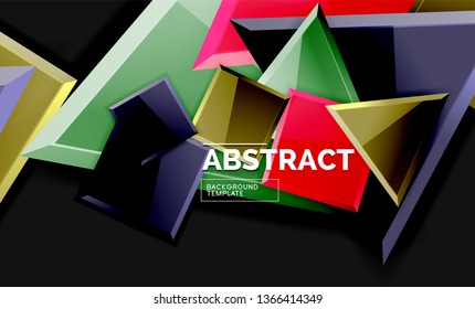 Glossy squares and triangles geometric backgrounds. Vector