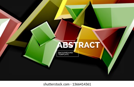 Cuadros y triángulos brillantes de fondo geométrico. Vector