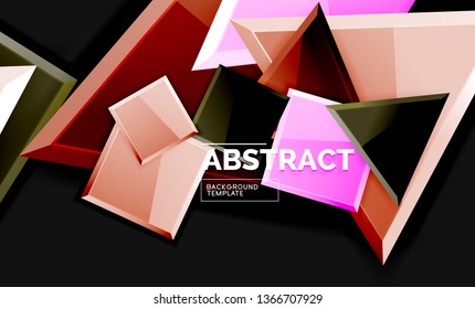 Glossy squares and triangles geometric backgrounds. Vector