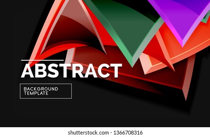 Glossy squares and triangles geometric backgrounds. Vector