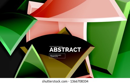 Glossy squares and triangles geometric backgrounds. Vector