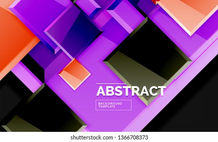 Glossy squares and triangles geometric backgrounds. Vector