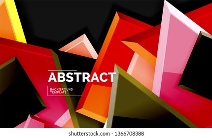Glossy squares and triangles geometric backgrounds. Vector