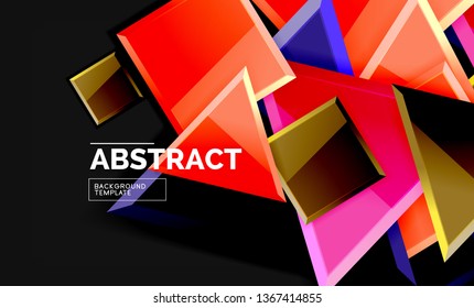 Glossy squares and triangles geometric backgrounds. Vector