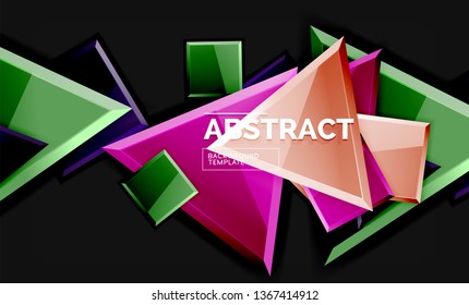 Cuadros y triángulos brillantes de fondo geométrico. Vector