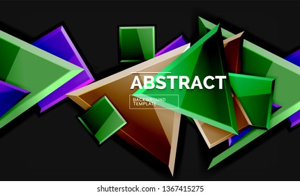 Glossy squares and triangles geometric backgrounds. Vector