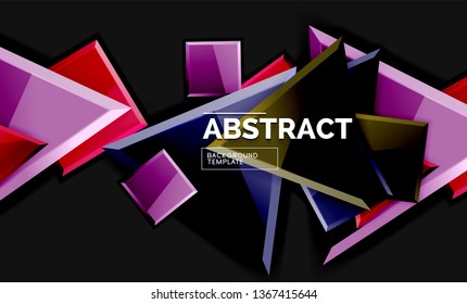 Glossy squares and triangles geometric backgrounds. Vector