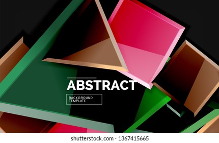Glossy squares and triangles geometric backgrounds. Vector