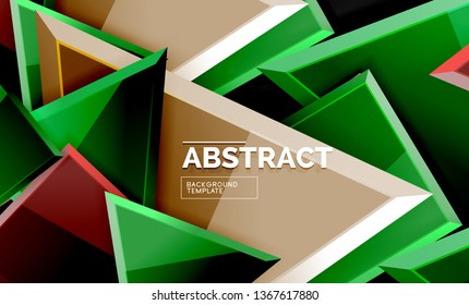 Glossy squares and triangles geometric backgrounds. Vector
