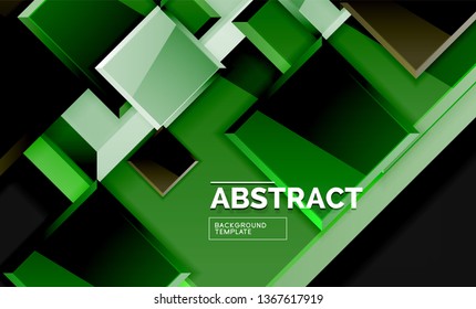 Glossy squares and triangles geometric backgrounds. Vector