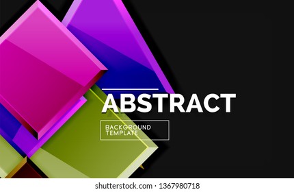 Glossy squares and triangles geometric backgrounds. Vector