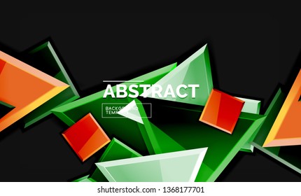 Glossy squares and triangles geometric backgrounds. Vector