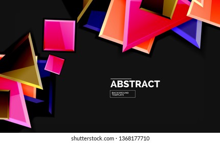 Glossy squares and triangles geometric backgrounds. Vector