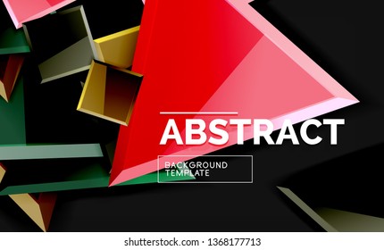 Glossy squares and triangles geometric backgrounds. Vector