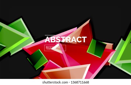 Glossy squares and triangles geometric backgrounds. Vector