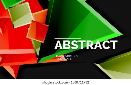 Glossy squares and triangles geometric backgrounds. Vector