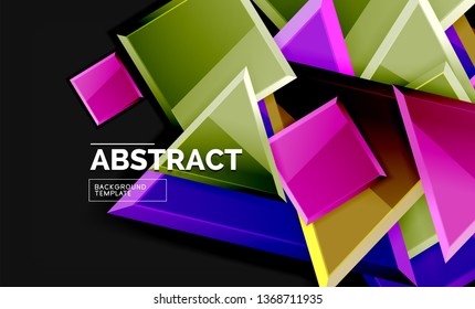 Glossy squares and triangles geometric backgrounds. Vector