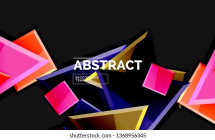 Glossy squares and triangles geometric backgrounds. Vector