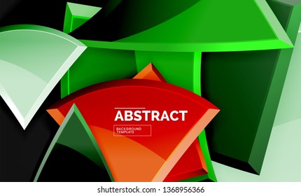 Glossy squares and triangles geometric backgrounds. Vector