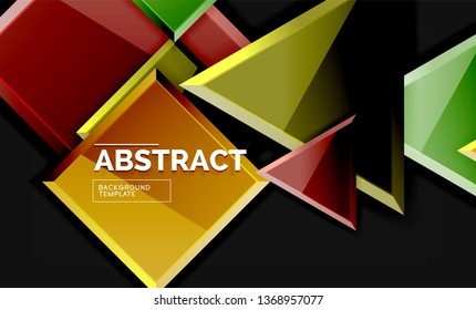 Glossy squares and triangles geometric backgrounds. Vector