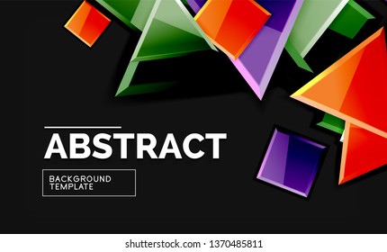 Cuadros y triángulos brillantes de fondo geométrico. Vector