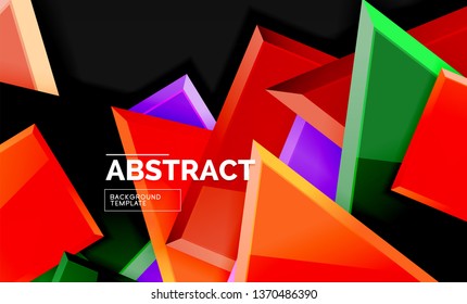 Glossy squares and triangles geometric backgrounds. Vector