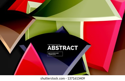 Glossy squares and triangles geometric backgrounds. Vector