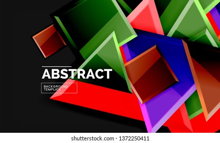 Glossy squares and triangles geometric backgrounds. Vector