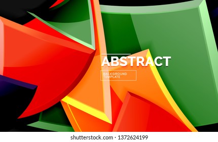 Glossy squares and triangles geometric backgrounds. Vector