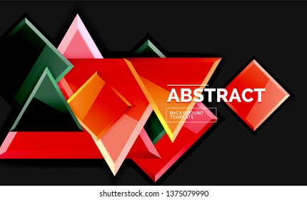 Cuadros y triángulos brillantes de fondo geométrico. Vector
