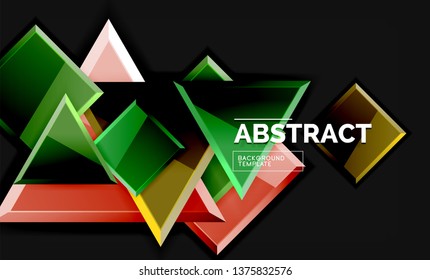 Glossy squares and triangles geometric backgrounds. Vector