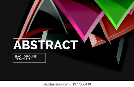 Cuadros y triángulos brillantes de fondo geométrico. Vector