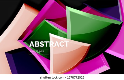 Cuadros y triángulos brillantes de fondo geométrico. Vector