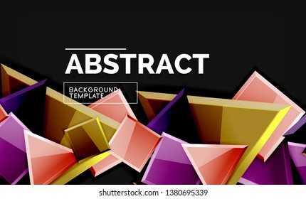Glossy squares and triangles geometric backgrounds. Vector