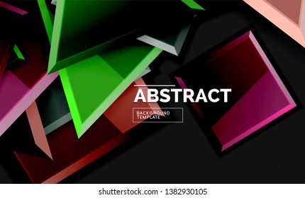 Glossy squares and triangles geometric backgrounds. Vector