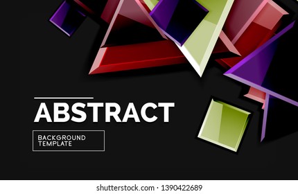Glossy squares and triangles geometric backgrounds. Vector