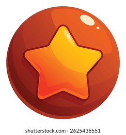 Botão de estrela brilhante brilhando sobre fundo marrom, perfeito para desenvolvedores de jogos